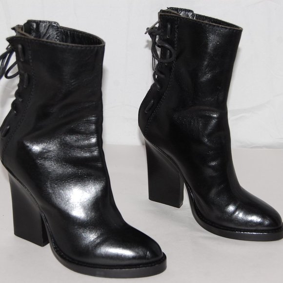 $485❤️ 36/6 HAIDER ACKERMANN Black Real Leather High Heel Ankle Boots Bootie - Picture 8 of 10
